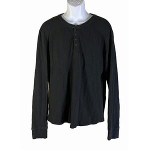 Tecovas Henley Shirt Mens L Black Long Sleeve Cotton Western Goods
